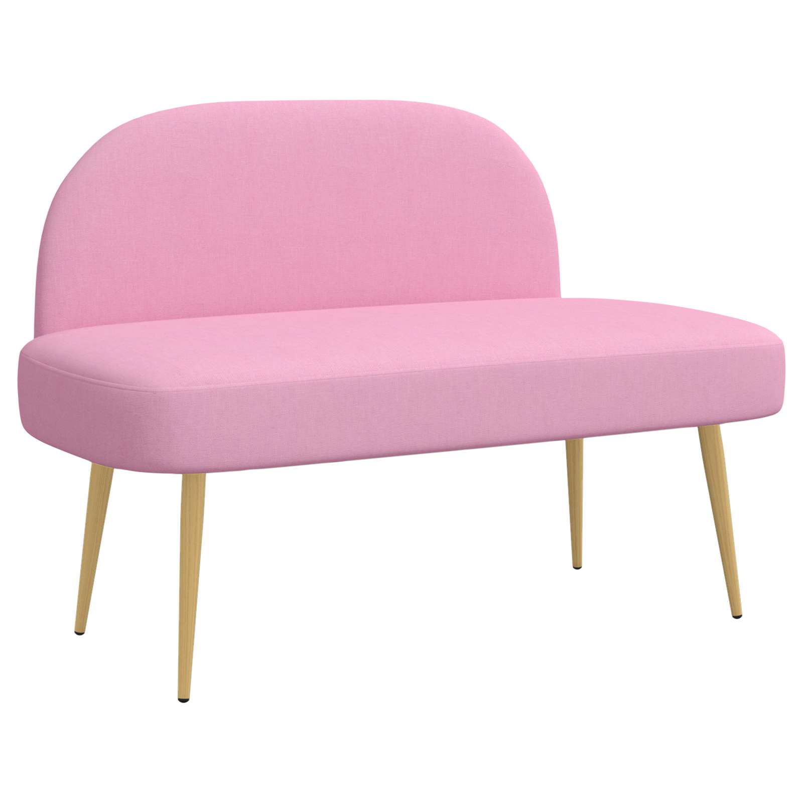 Δερμάτινος Πάγκος με Πλάτη Ροζ 110 x 60 x 76 cm Πολυεστέρας - Pakobazaar