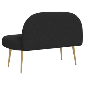 Δερμάτινος Πάγκος με Πλάτη Μαύρο 110 x 60 x 76 cm Μπουκλέ - Pakobazaar