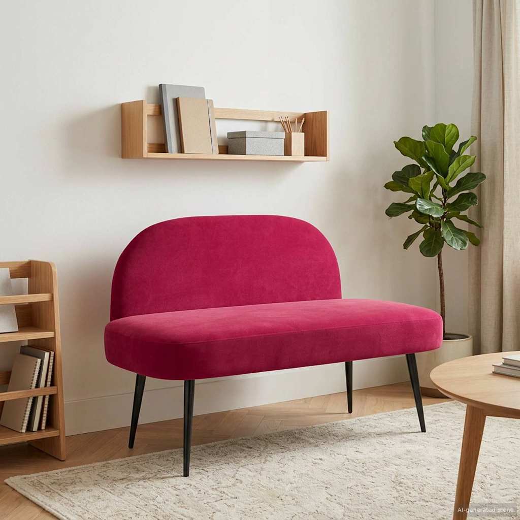 Δερμάτινος Πάγκος με Πλάτη Μπορντό 110 x 60 x 76 cm Βελούδο - Pakobazaar