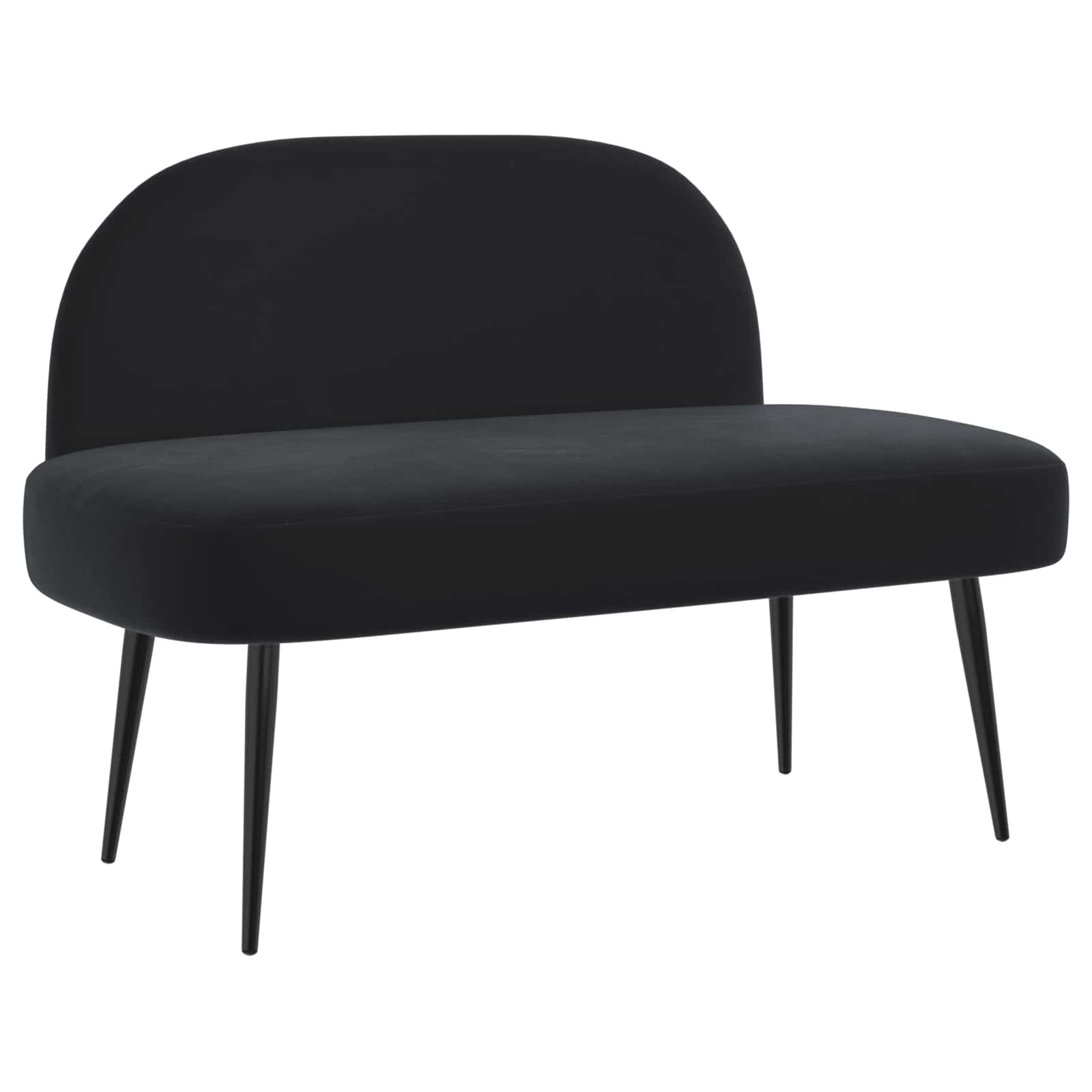 Δερμάτινος Πάγκος με Πλάτη Μαύρο 110 x 60 x 76 cm Βελούδο - Pakobazaar