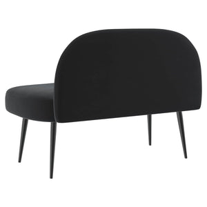 Δερμάτινος Πάγκος με Πλάτη Μαύρο 110 x 60 x 76 cm Βελούδο - Pakobazaar