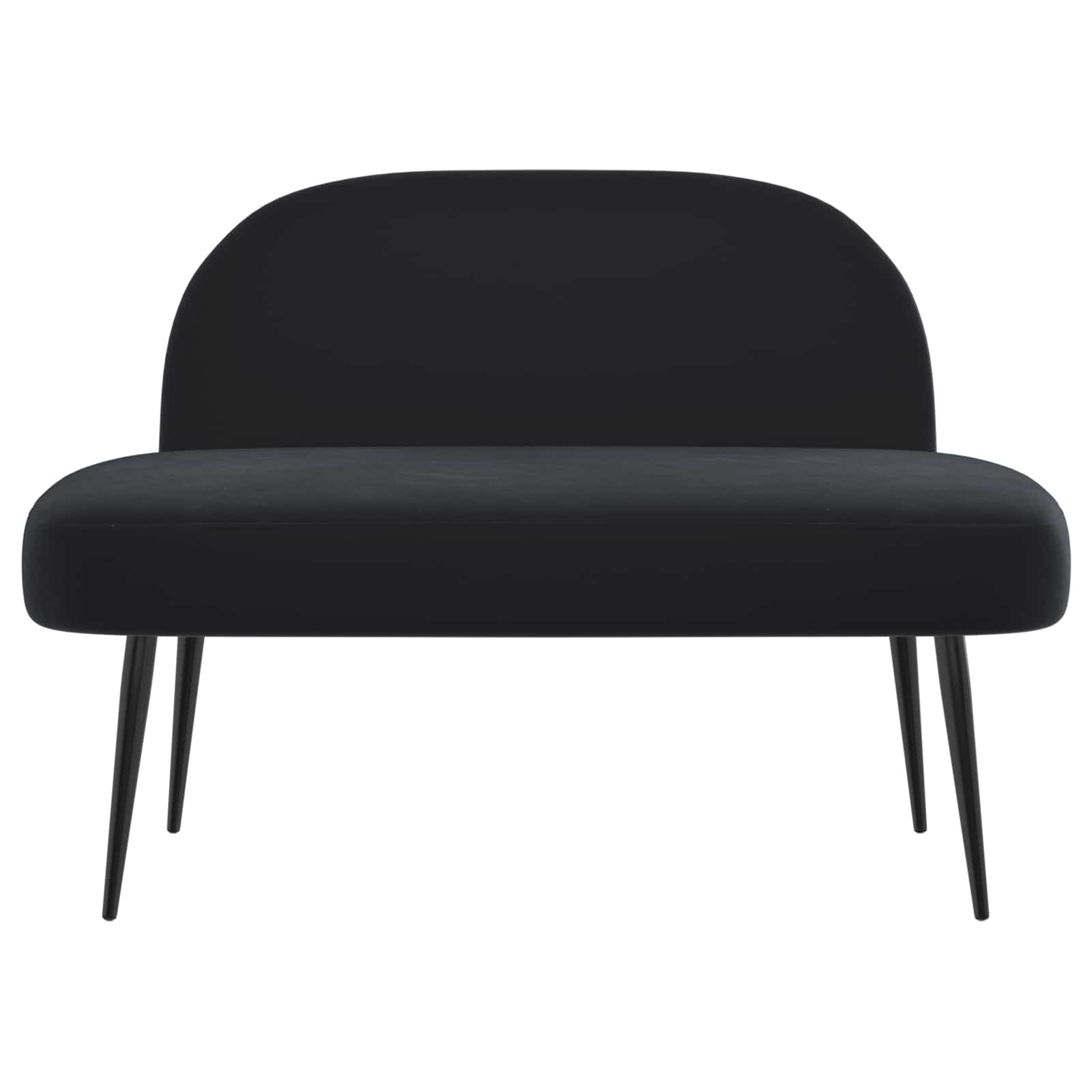 Δερμάτινος Πάγκος με Πλάτη Μαύρο 110 x 60 x 76 cm Βελούδο - Pakobazaar