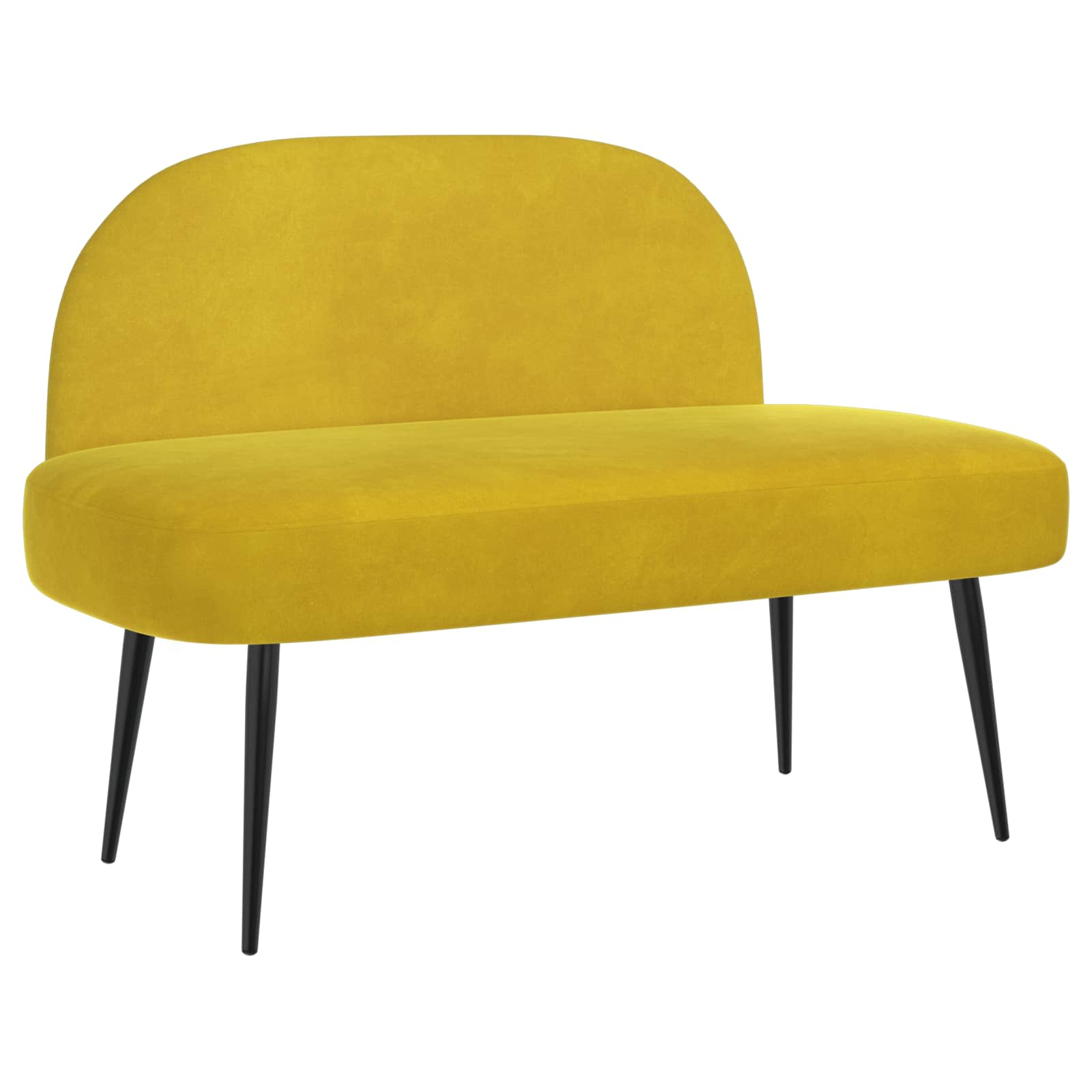Δερμάτινος Πάγκος με Πλάτη Κίτρινο 110 x 60 x 76 cm Βελούδο - Pakobazaar