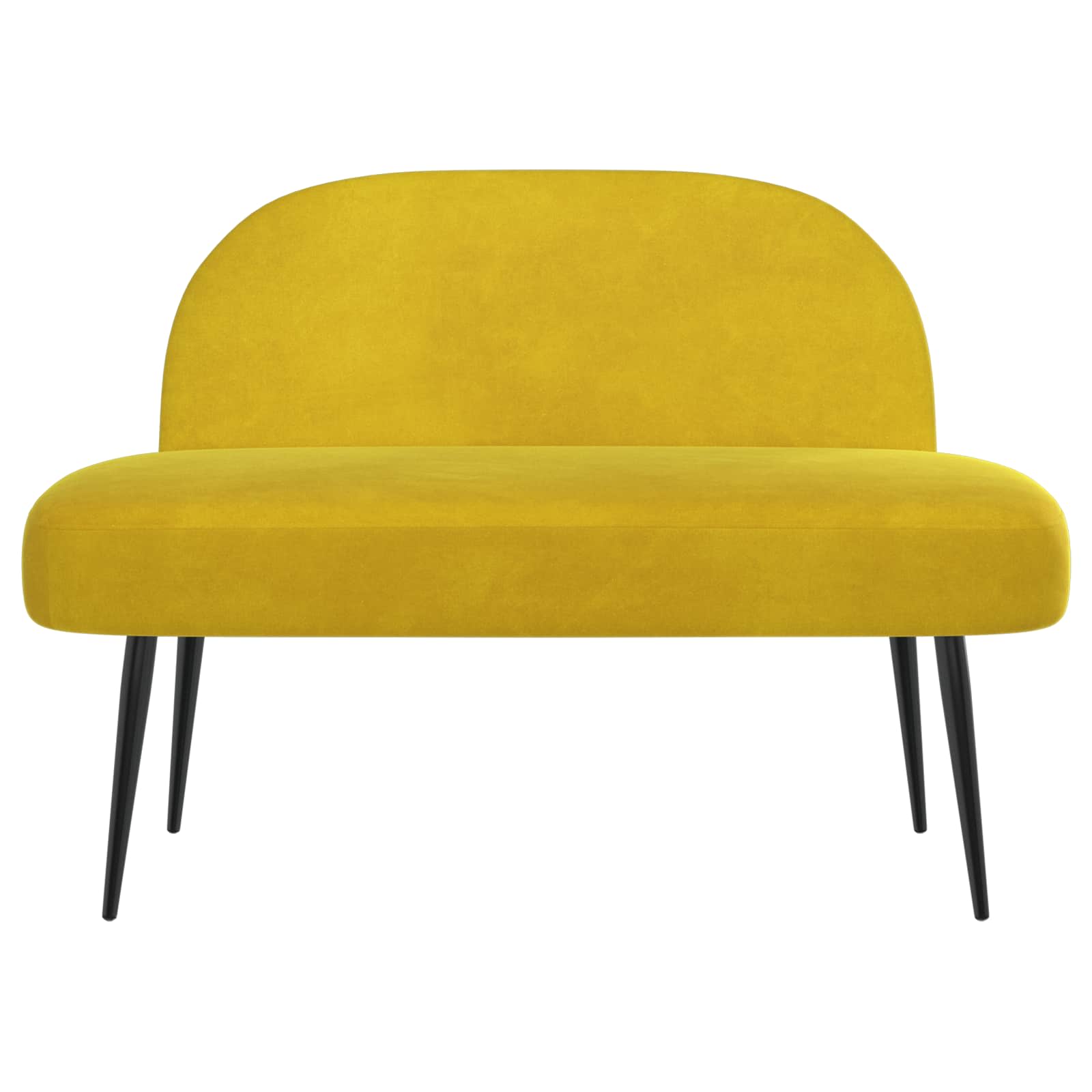 Δερμάτινος Πάγκος με Πλάτη Κίτρινο 110 x 60 x 76 cm Βελούδο - Pakobazaar