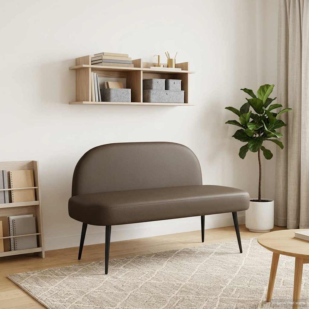 Δερμάτινος Πάγκος με Πλάτη Γκρι 110 x 60 x 76 cm Τεχνητό Δέρμα - Pakobazaar