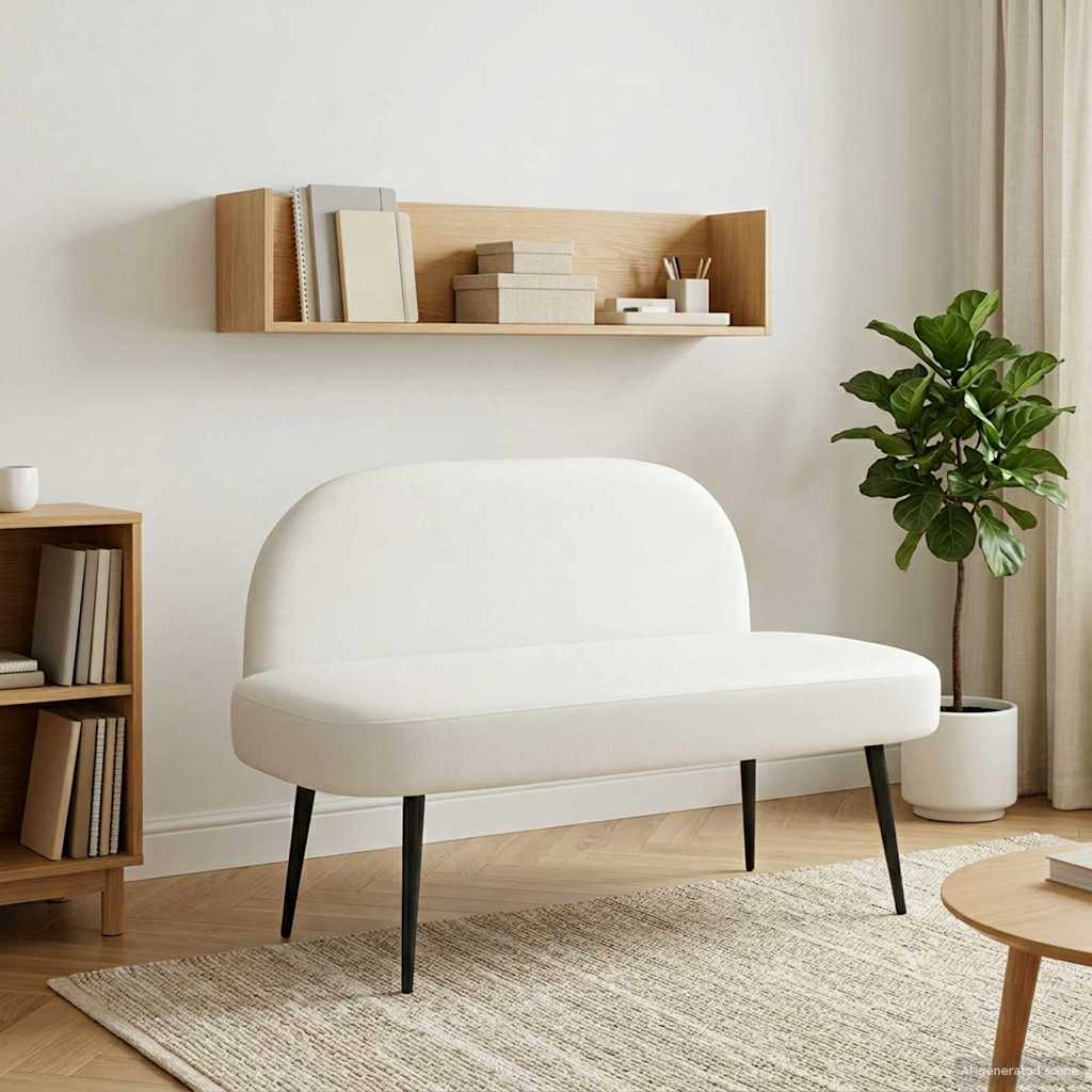 Δερμάτινος Πάγκος με Πλάτη Λευκό 110 x 60 x 76 cm Τεχνητό Δέρμα - Pakobazaar