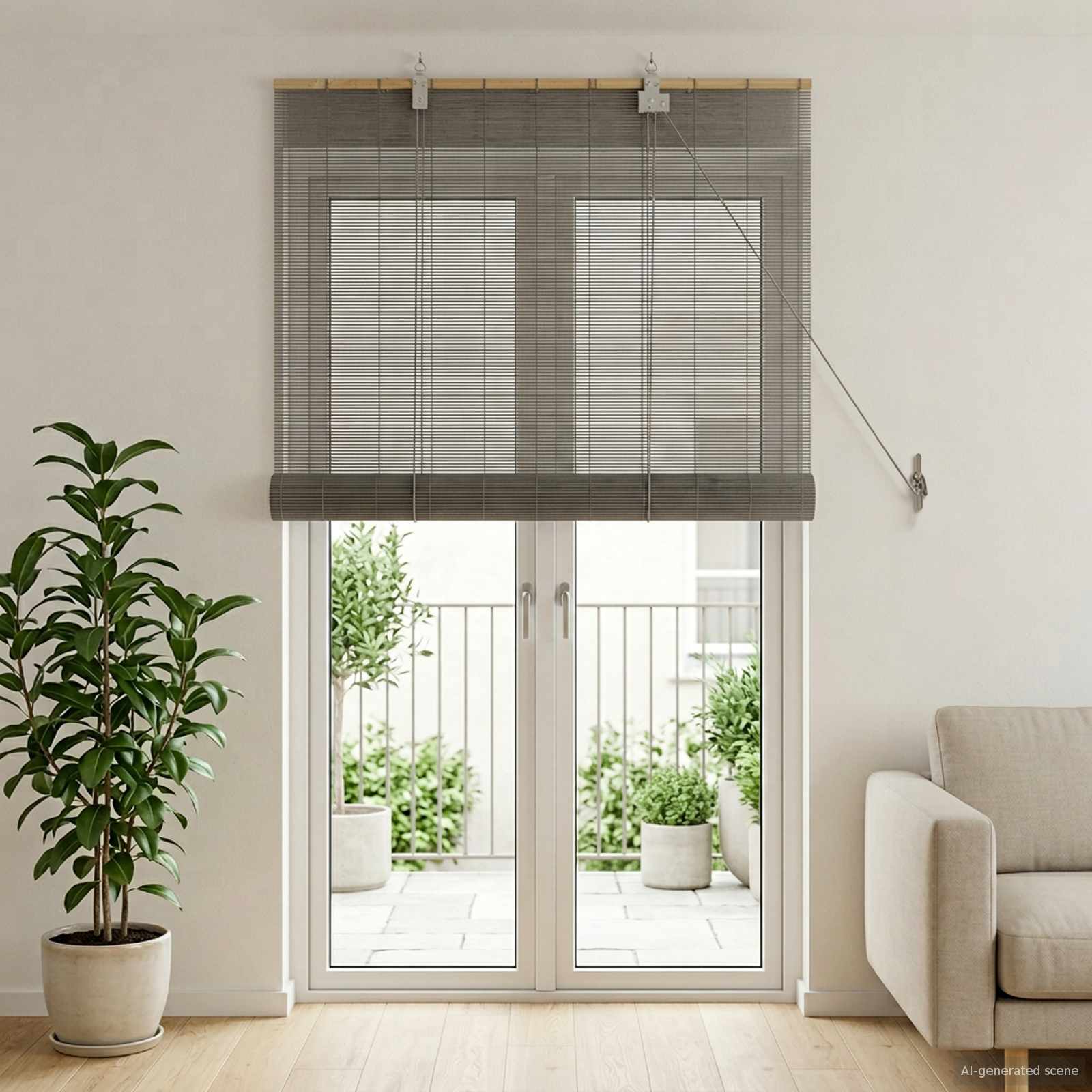 Ρόλερ (στόρι) Γκρι 120 x 220 cm Μπαμπού - Pakobazaar