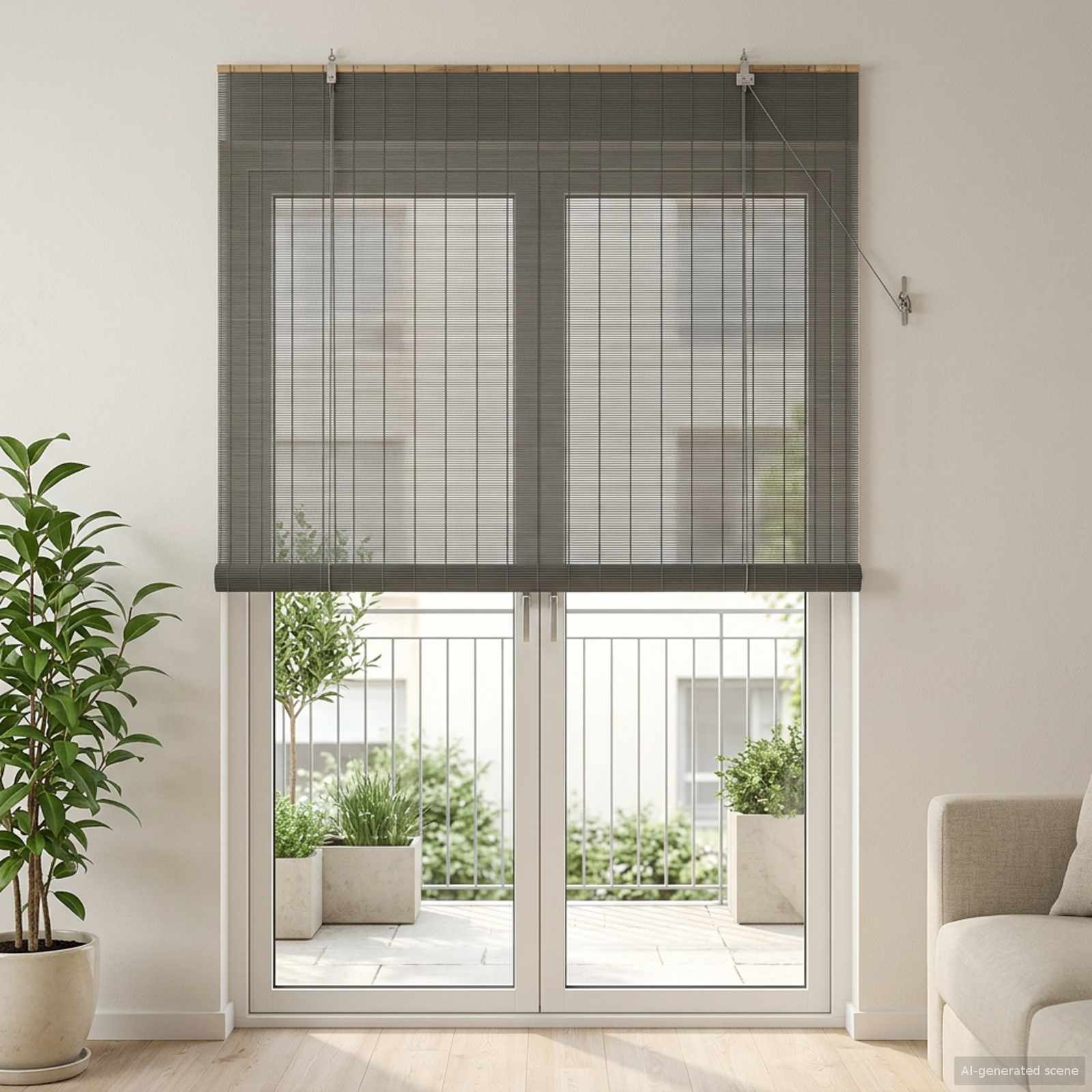 Ρόλερ (στόρι) Γκρι 130 x 220 εκ Μπαμπού - Pakobazaar