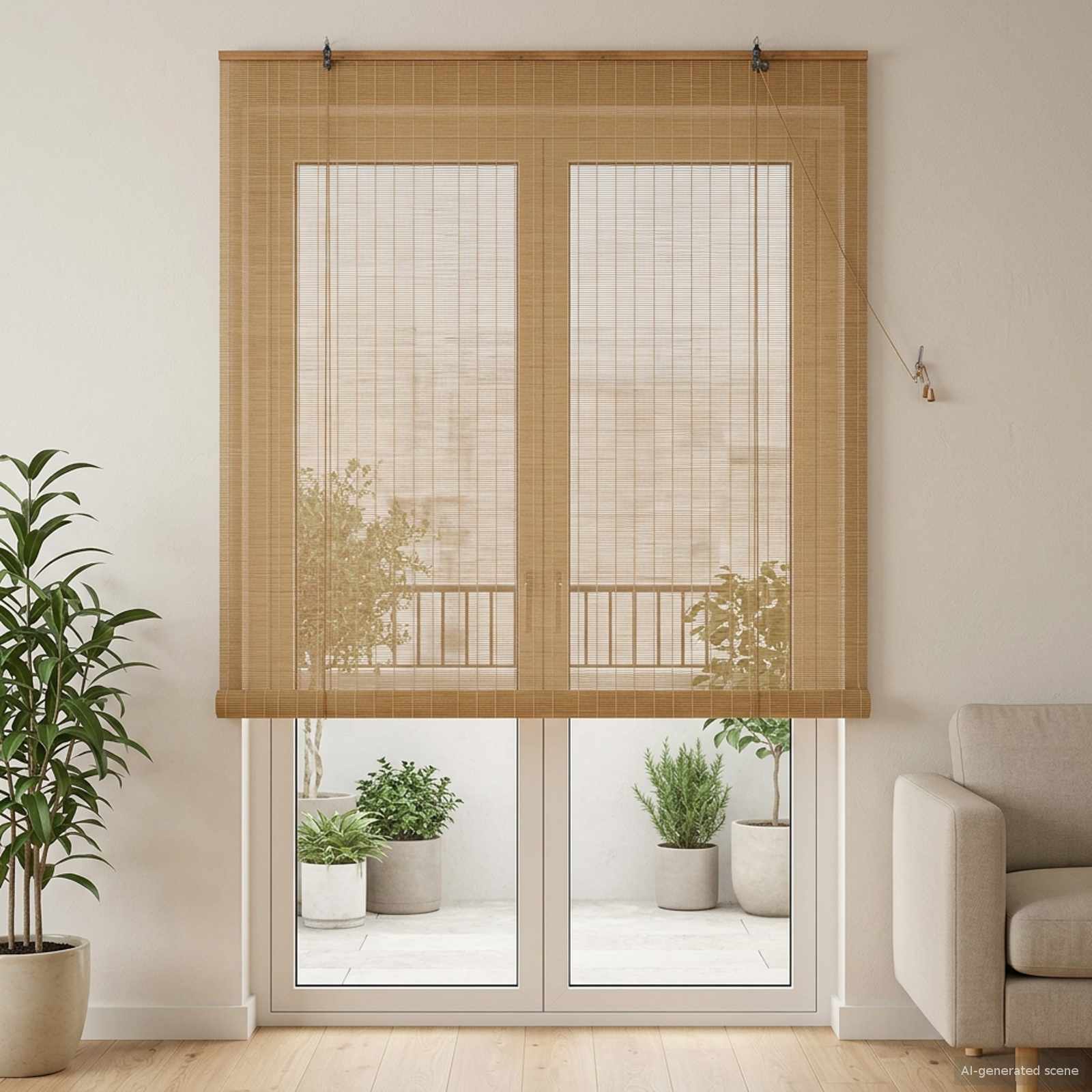 Ρόλερ (στόρι) Καφέ 160 x 220 cm Μπαμπού