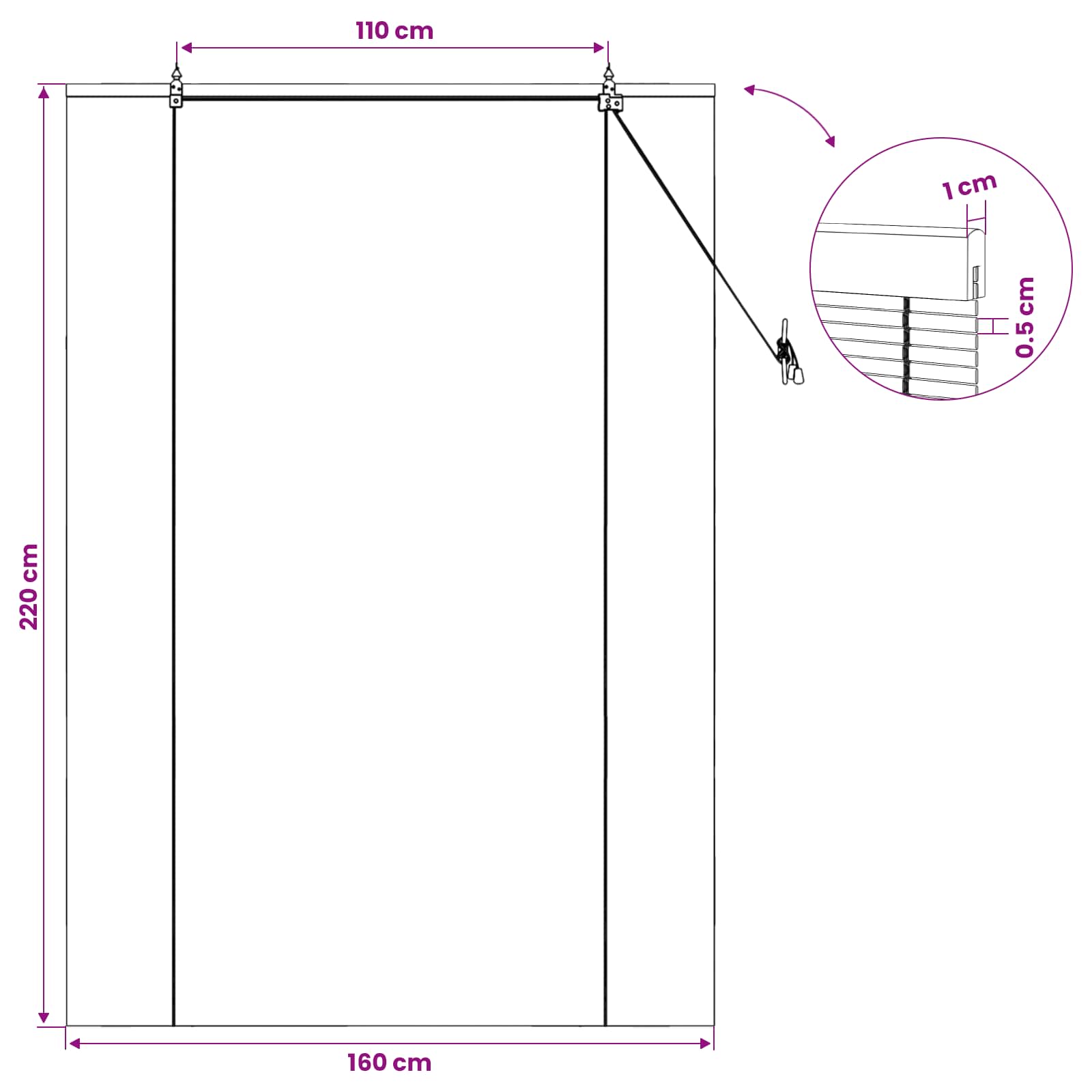 Ρόλερ (στόρι) Καφέ 160 x 220 cm Μπαμπού