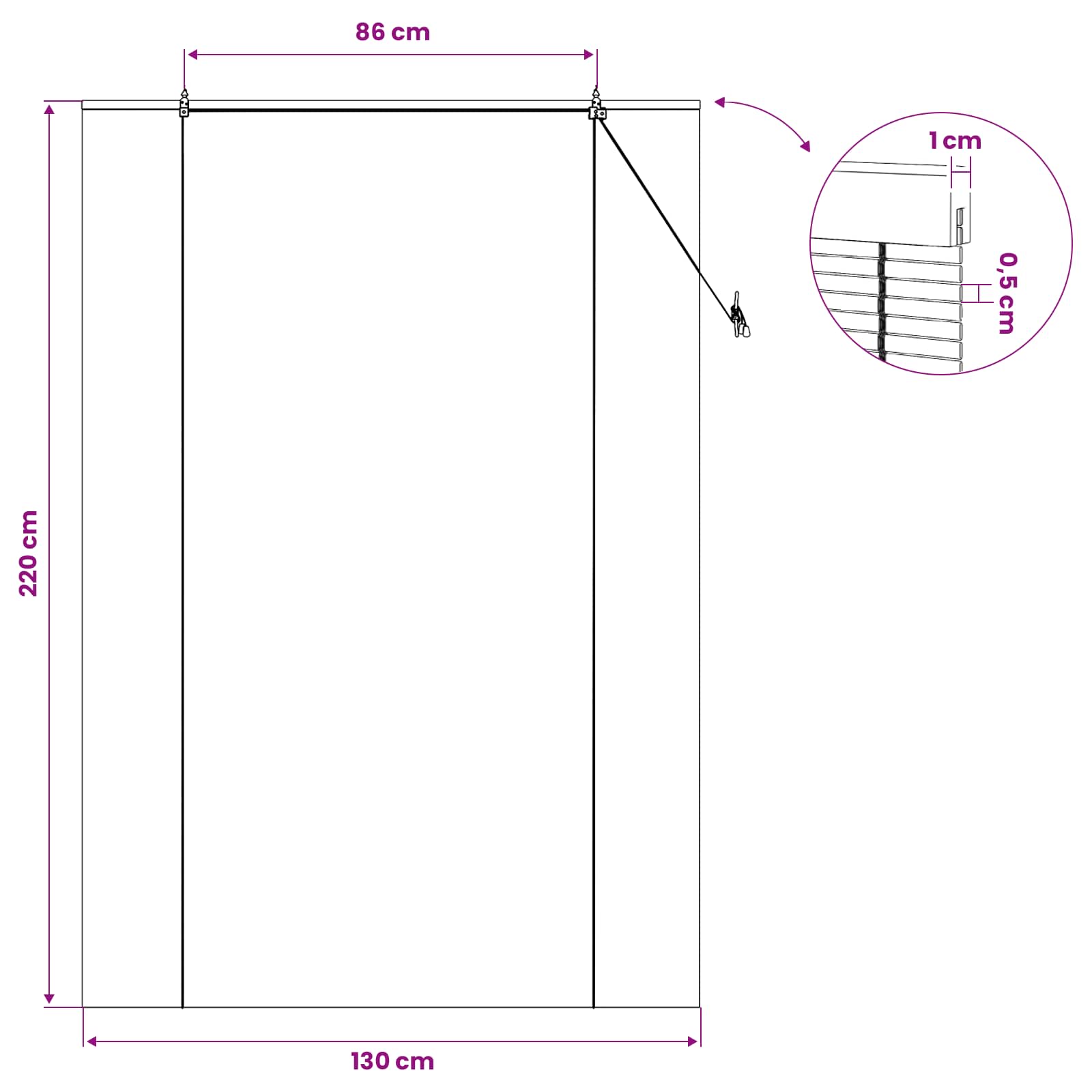 Ρόλερ (στόρι) Φυσικό 130 x 220 εκ Μπαμπού - Pakobazaar