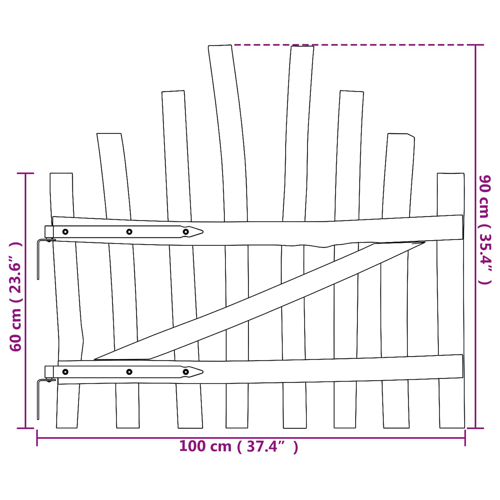 Αψιδωτή Πύλη Φράχτη 100 x 90 cm Εμποτισμένο Ξύλο Φουντουκιάς - Pakobazaar