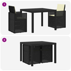 Σέτ φαγητού για κήπο με μαξιλάρι 3 pcs Ανθρακί και Κρεμ PP - Pakobazaar