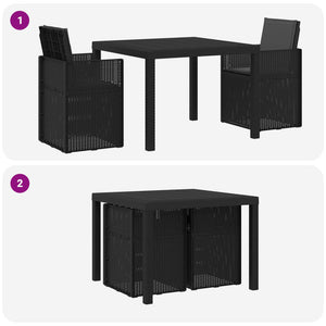 Σέτ φαγητού για κήπο με μαξιλάρι 3 pcs Ανθρακί PP - Pakobazaar