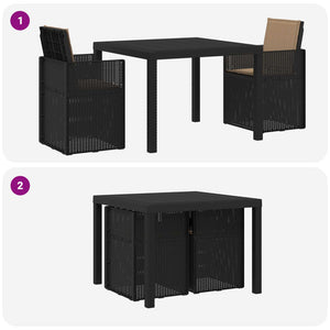 Σέτ φαγητού για κήπο με μαξιλάρι 3 pcs Ανθρακί και Taupe PP - Pakobazaar