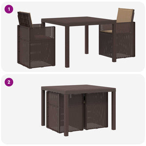 Σέτ φαγητού για κήπο με μαξιλάρι 3 pcs Καφέ και Taupe PP - Pakobazaar