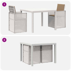 Σέτ φαγητού για κήπο 3 τμχ. Λευκό και Taupe PP - Pakobazaar