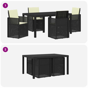 Σέτ φαγητού για κήπο με μαξιλάρι 5 pcs Ανθρακί και Κρεμ PP - Pakobazaar