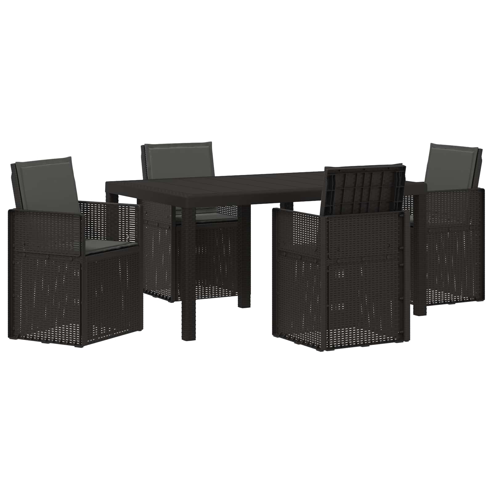 Σέτ φαγητού για κήπο με μαξιλάρι 5 pcs Ανθρακί PP - Pakobazaar