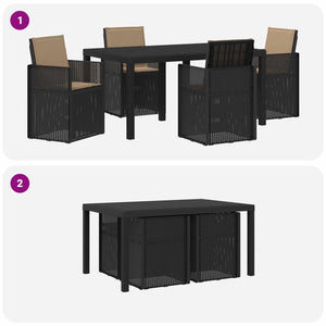 Σέτ φαγητού για κήπο με μαξιλάρι 5 pcs Ανθρακί και Taupe PP - Pakobazaar