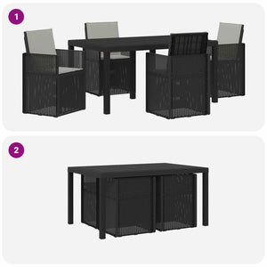 Σέτ φαγητού για κήπο 5 pcs Ανθρακί και Ανοιχτό γκρι PP - Pakobazaar