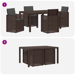 Σέτ φαγητού για κήπο με μαξιλάρι 5 pcs Καφέ και Ανθρακί PP - Pakobazaar