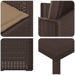 Σέτ φαγητού για κήπο με μαξιλάρι 5 pcs Καφέ και Taupe PP - Pakobazaar