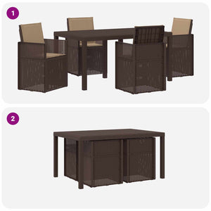Σέτ φαγητού για κήπο με μαξιλάρι 5 pcs Καφέ και Taupe PP - Pakobazaar
