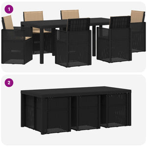Σέτ φαγητού για κήπο με μαξιλάρι 7 pcs Ανθρακί και Taupe PP - Pakobazaar