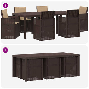 Σέτ φαγητού για κήπο με μαξιλάρι 7 pcs Καφέ και Taupe PP - Pakobazaar