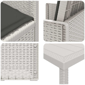 Σέτ φαγητού για κήπο με μαξιλάρι 7 pcs Άσπρο και Ανθρακί PP - Pakobazaar