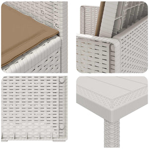 Σέτ φαγητού για κήπο με μαξιλάρι 7 pcs Λευκό και Taupe PP - Pakobazaar