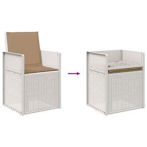 Σέτ φαγητού για κήπο με μαξιλάρι 7 pcs Λευκό και Taupe PP - Pakobazaar