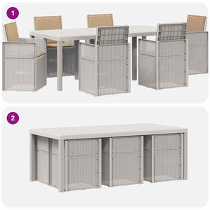 Σέτ φαγητού για κήπο με μαξιλάρι 7 pcs Λευκό και Taupe PP - Pakobazaar