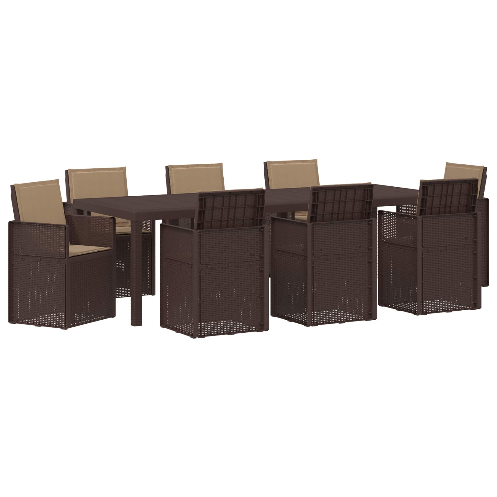 Σέτ φαγητού για κήπο με μαξιλάρι 9 pcs Καφέ και Taupe PP - Pakobazaar