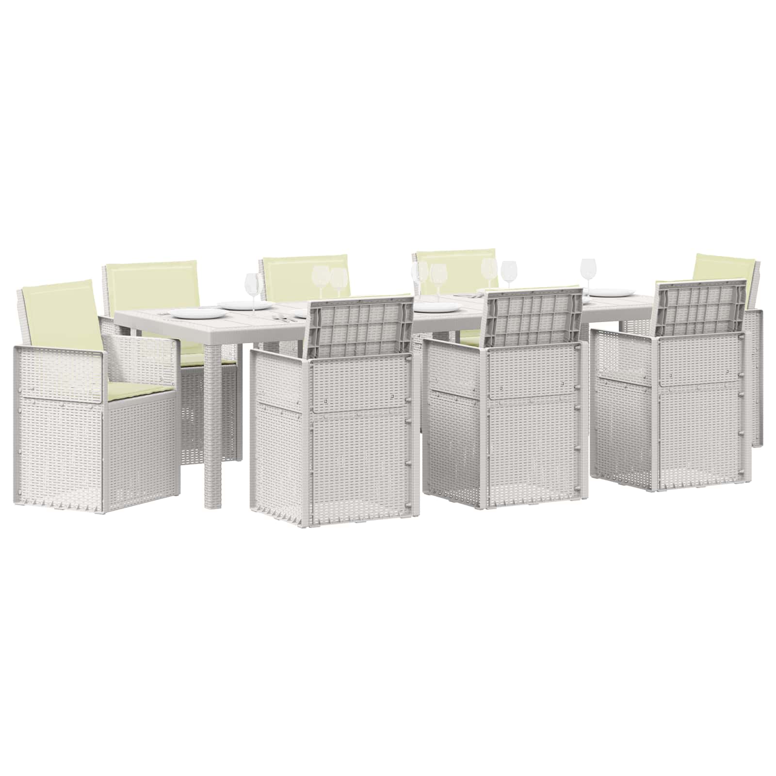 Σέτ φαγητού για κήπο 9 τμχ. Λευκό και Κρεμ PP - Pakobazaar
