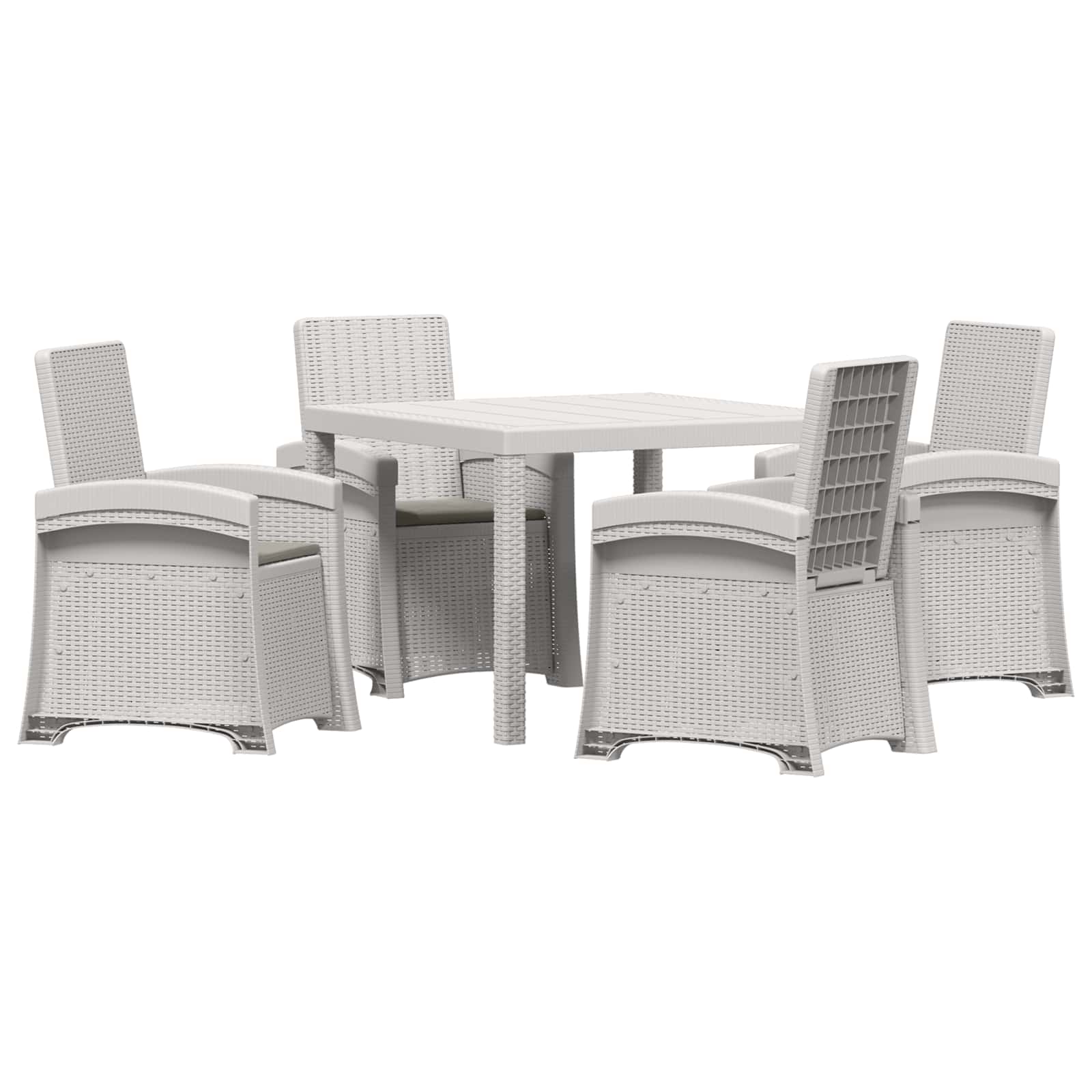 Σέτ φαγητού για κήπο 5 τμχ. Λευκό και Ανοιχτό Γκρι PP - Pakobazaar