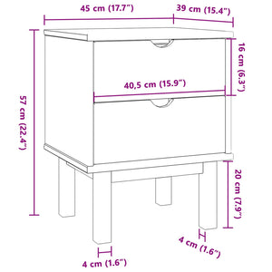 Κομοδίνο OTTA Μαύρο 45 x 39 x 57 εκ Μασίφ Ξύλο Πεύκου - Pakobazaar