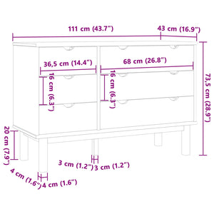 Ντουλάπι με Συρτάρια με συρτάρι OTTA Μαύρο 111 x 43 x 73,5 εκ. - Pakobazaar