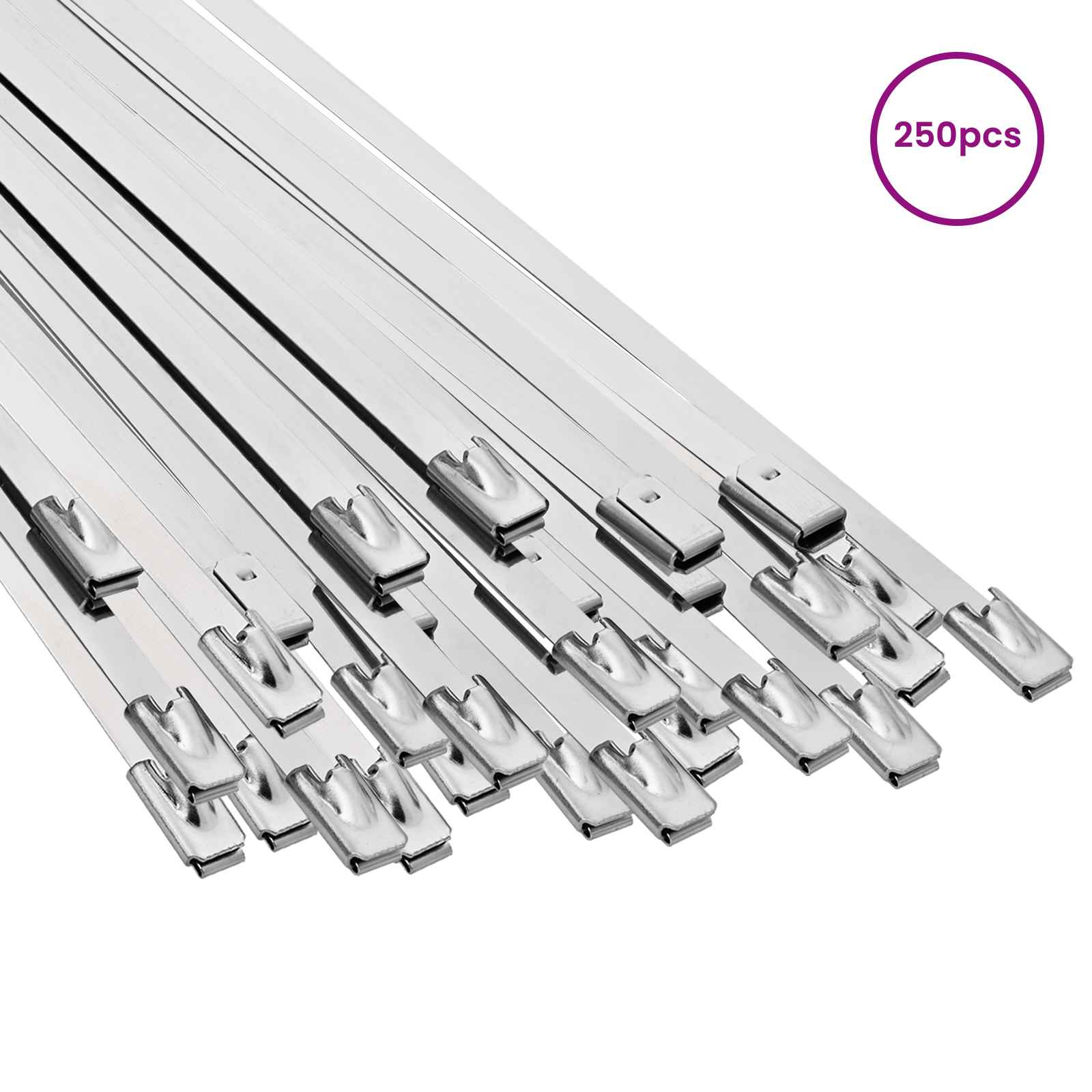 Δέσιμο Καλωδίου 250 τμχ. 4,6 x 450 χιλ. Ασημί - Pakobazaar