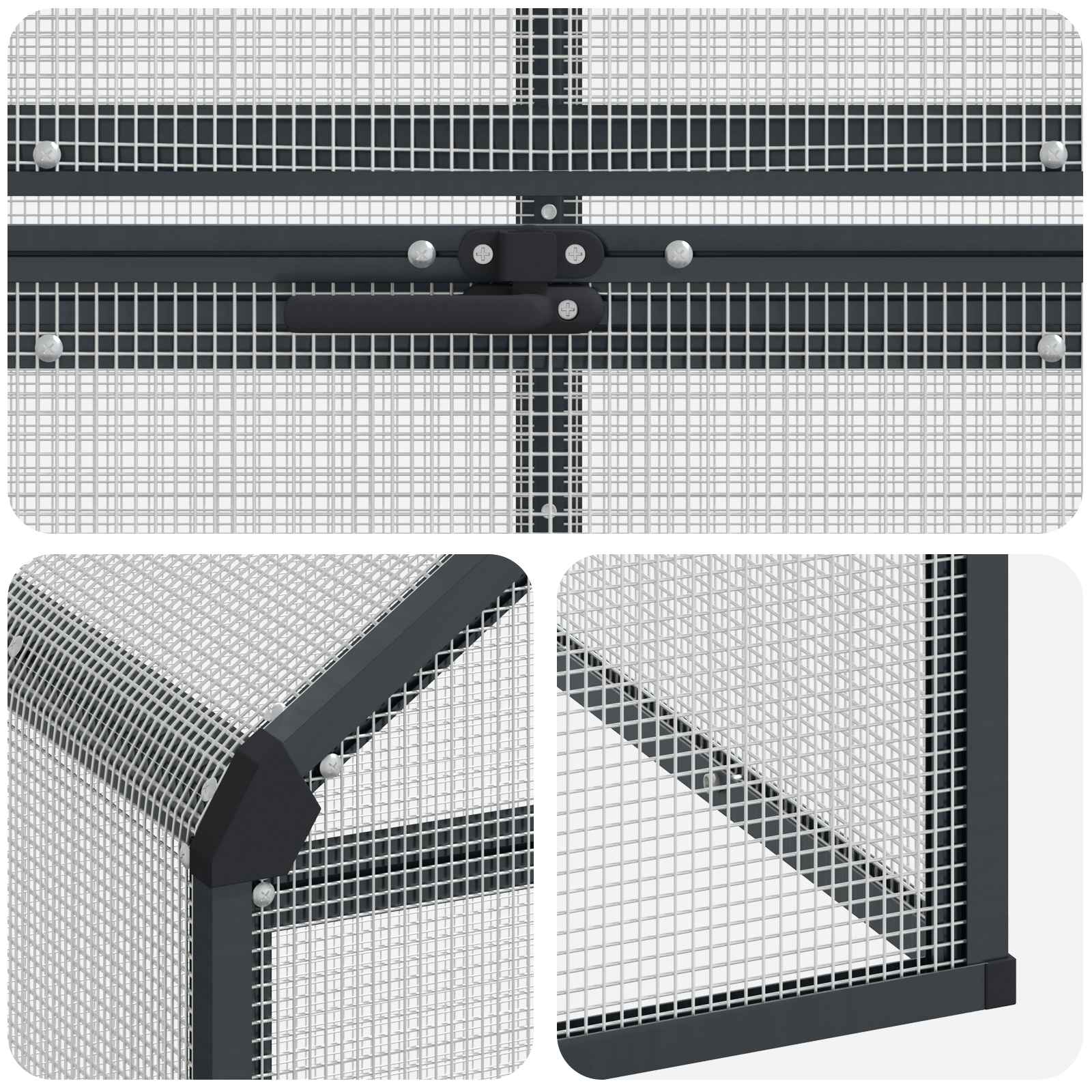 Κλουβί Πουλιών Ανθρακί 181,5 x 110,5 x 173,5 εκ - Pakobazaar
