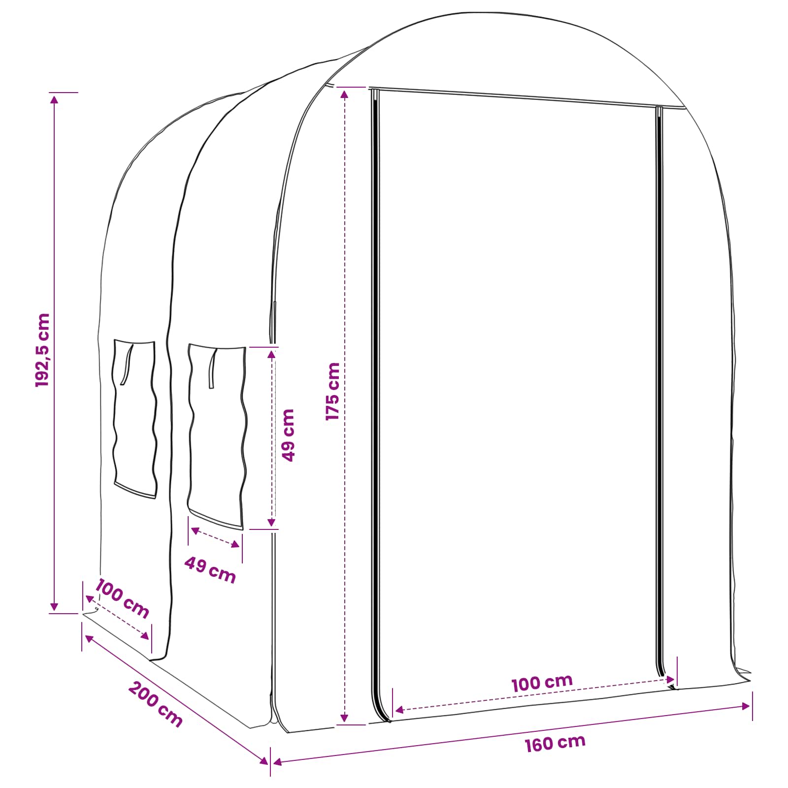 Θερμοκήπιο με σκελετό 160 x 200 x 192,5 εκ. PVC Διαφανές - Pakobazaar