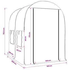 Θερμοκήπιο με σκελετό 160 x 200 x 192,5 εκ. PVC Διαφανές - Pakobazaar