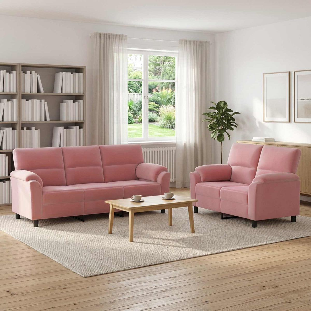 Σετ Καναπέ 2 pcs Ροζ Βελούδο
