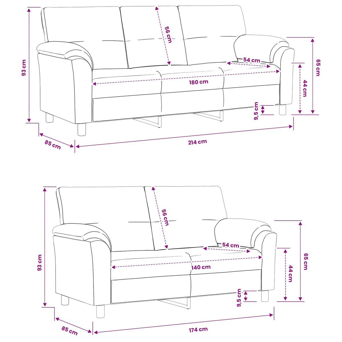 Σετ Καναπέ 2 pcs Μπλε Βελούδο