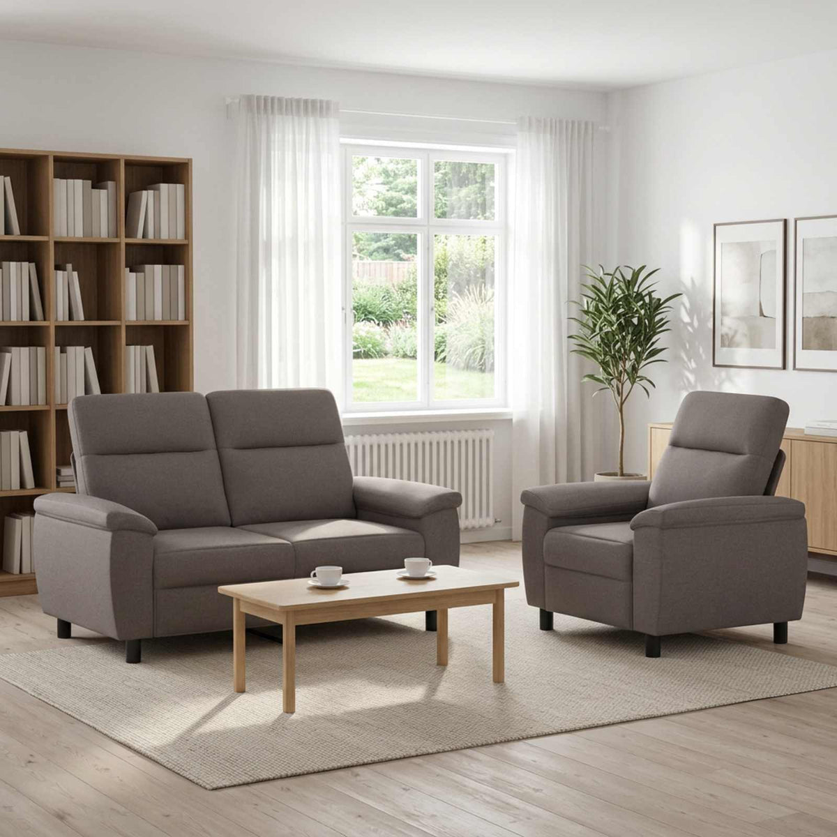 Σετ Καναπέ 2 pcs Taupe Ύφασμα