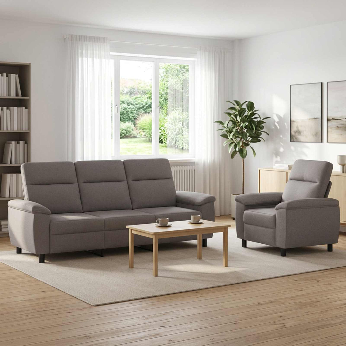 Σετ Καναπέ 2 pcs Taupe Ύφασμα