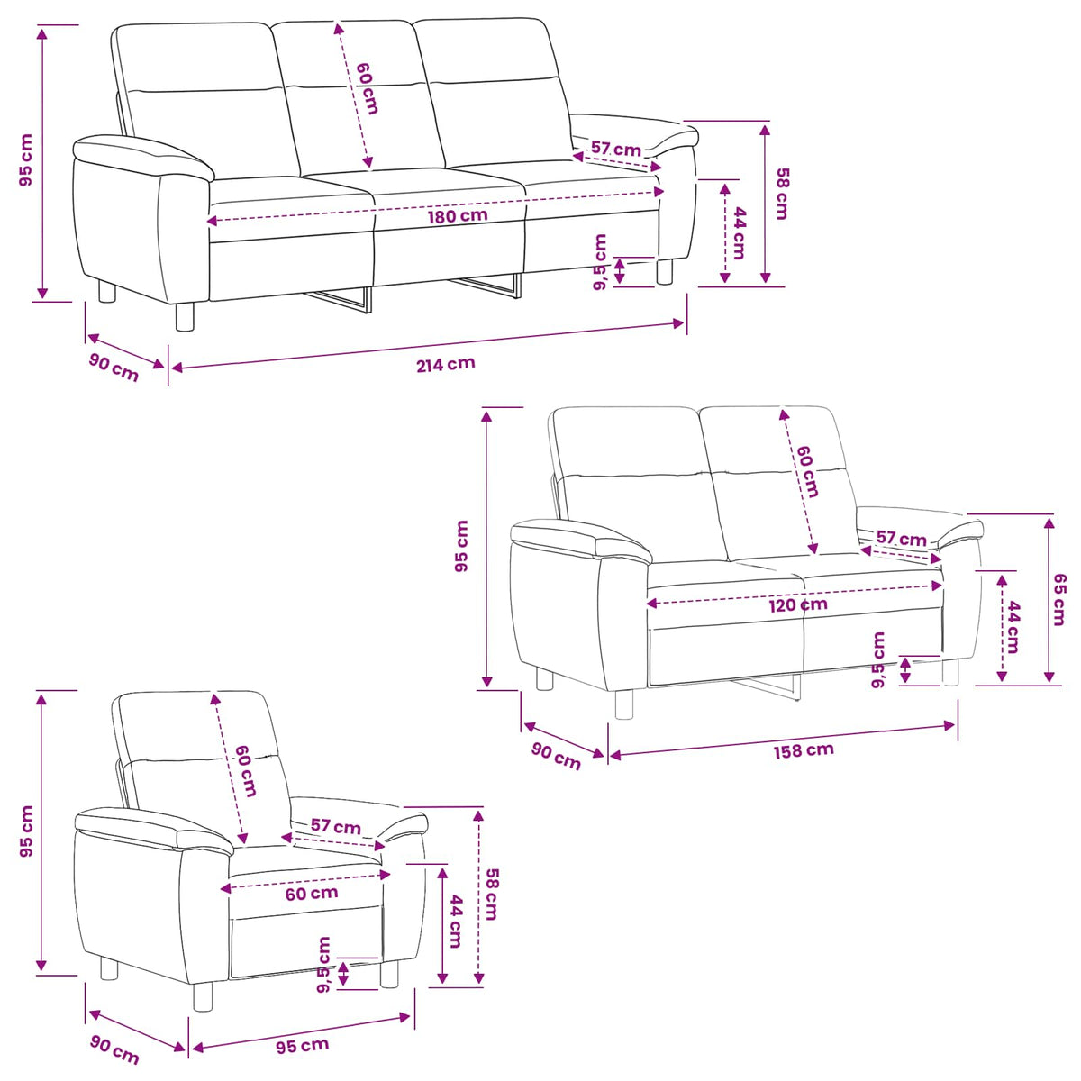 Σετ Καναπέ 3 pcs Κρεμ Ύφασμα - Pakobazaar