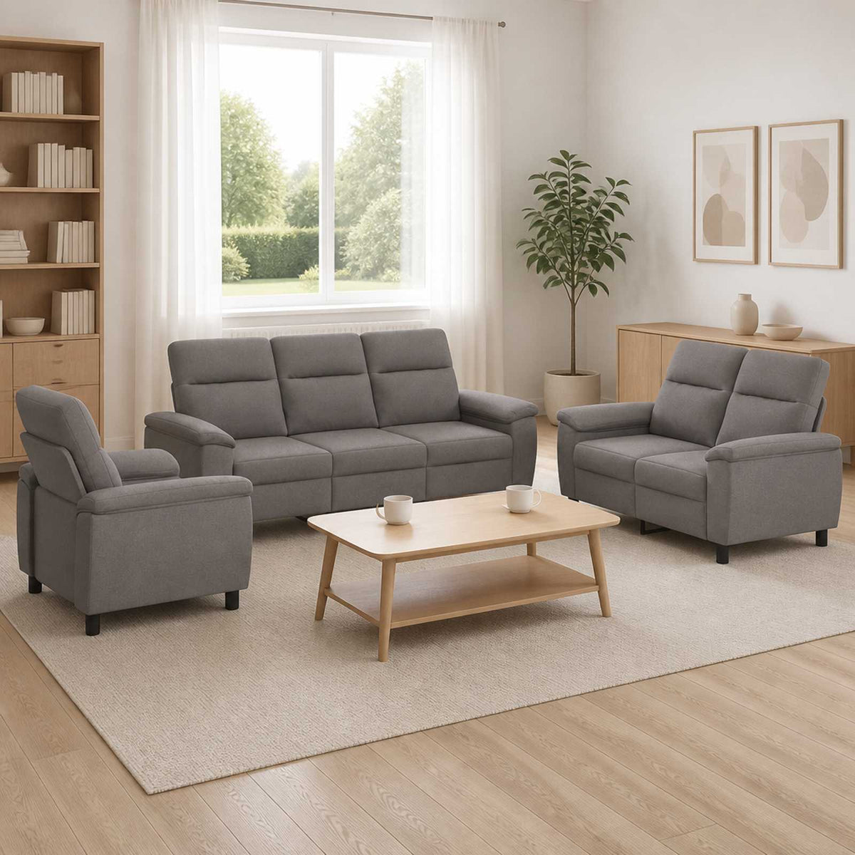 Σετ Καναπέ 3 pcs Taupe Ύφασμα