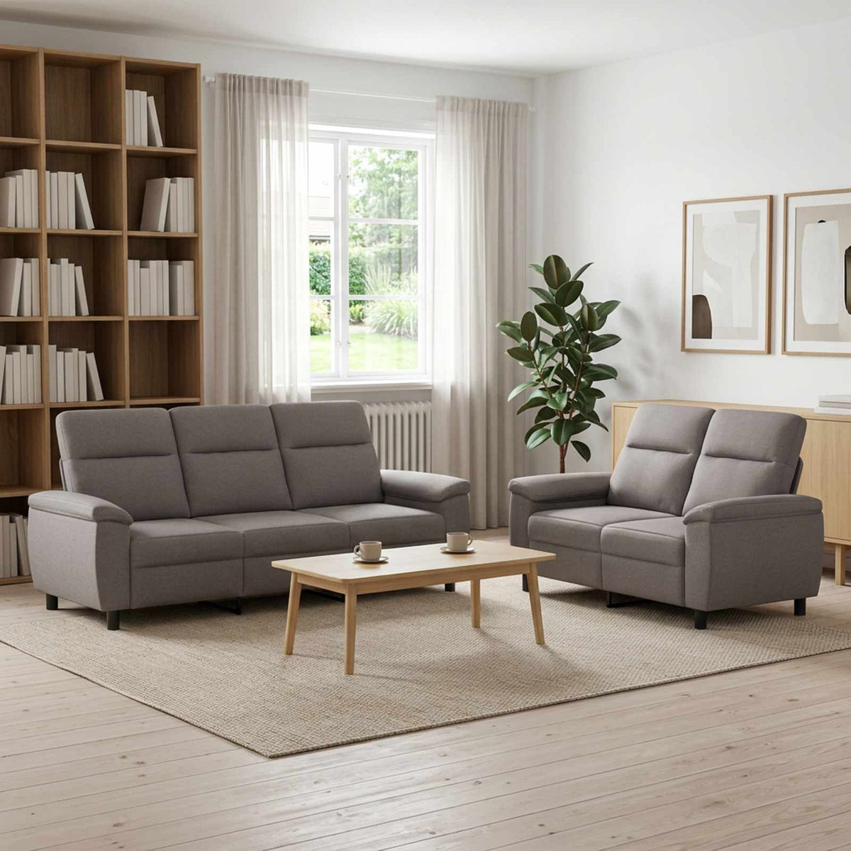 Σετ Καναπέ 2 pcs Taupe Ύφασμα
